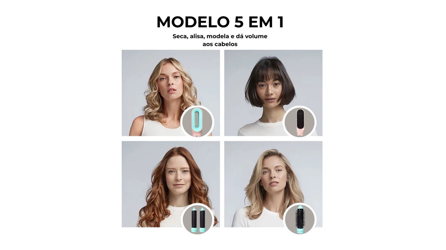 Escova Secadora 5 em 1 MultiStyler – Modela, Alisa e Dá Volume com Facilidade