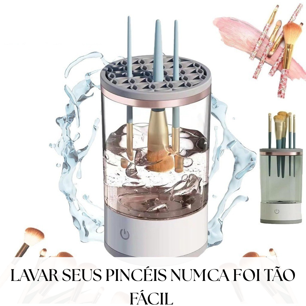 Limpador Elétrico Portátil para Pincéis de Maquiagem – Limpeza Rápida e Eficaz
